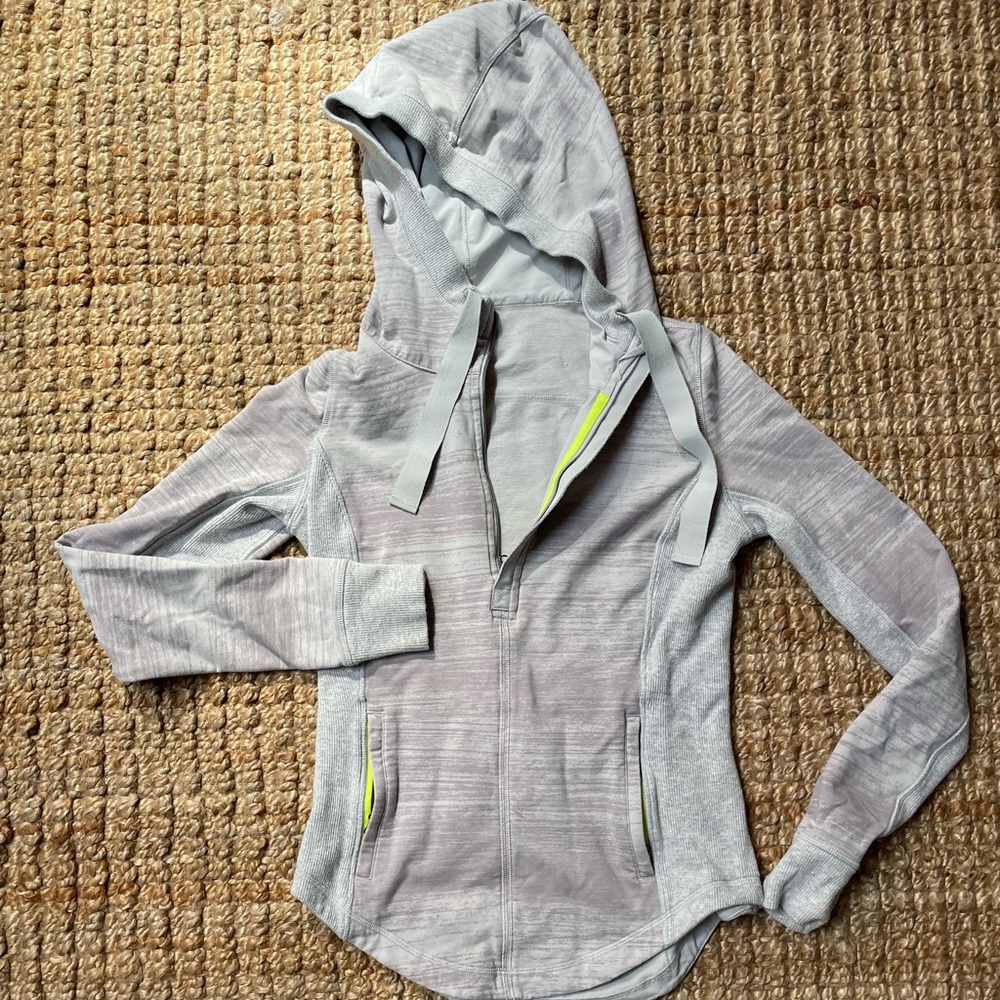 Lululemon pullover 1/2 zip hoodie with neon accents, extra wide pulls